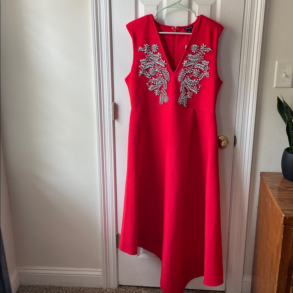 KAREN MILLEN Embellished Bandage Figure Form Knit Sleeveless Midaxi Dress Red L - Picture 9 of 17